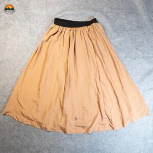 Future Collective Flared Skirt Brown Long Midi Pull On Cottage Women's Size XS